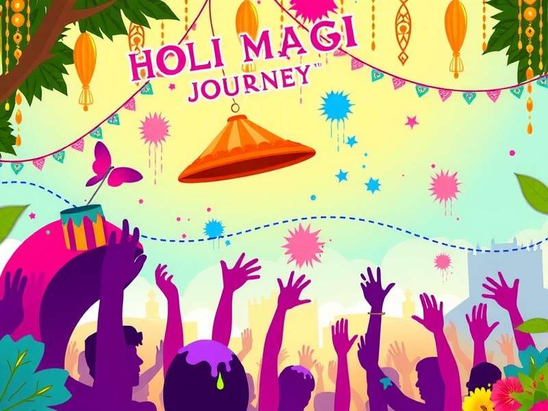 Holi Magic Journey game screenshot showing colorful festival celebration